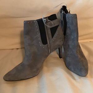 NWOT Calvin Klein Grey Suede Heeled Bootie